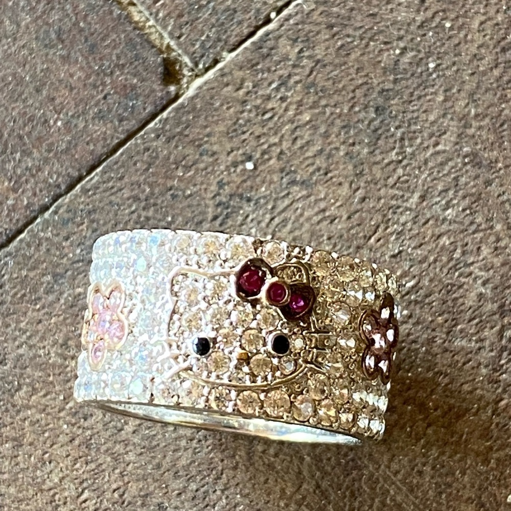 Hello Kitty Sparkling Crystal Ring with Pink and Red Accents